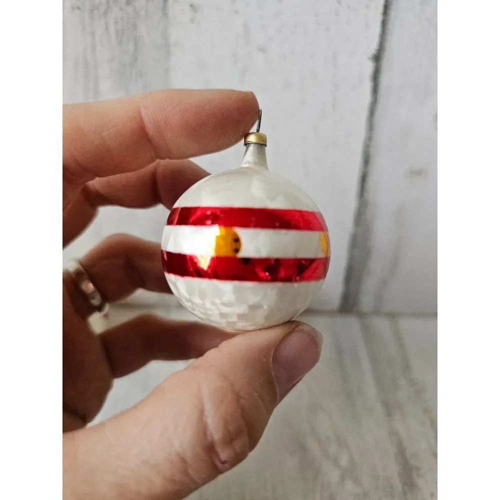 Vintage ball stripe gold white bread mini ornament Xmas‎ tree set